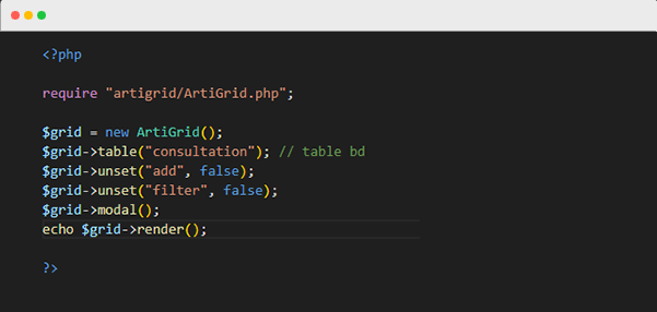 PHP CRUD Generator code example, less than 10 lines of PHP